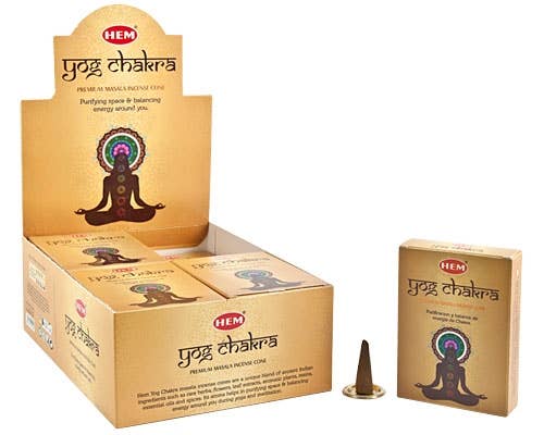 Hem Yog Chakra Big Cones - 10 Cones Pack (12 Packs Per Box)