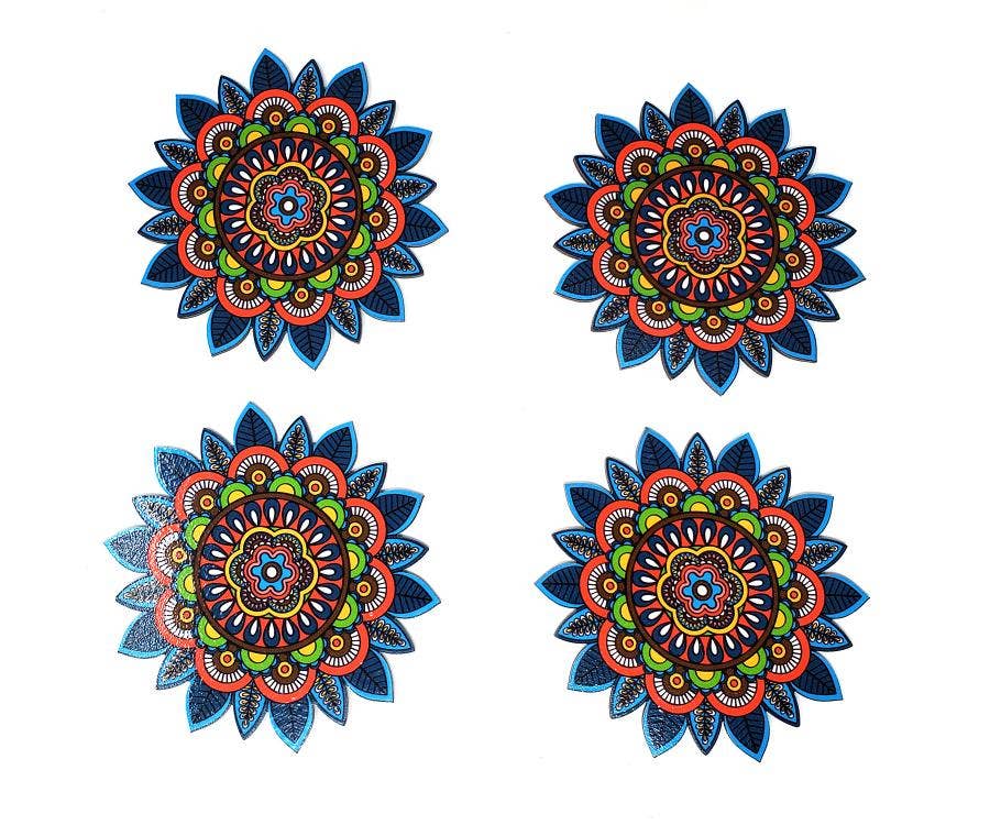 Wooden Mandala Coaster/Altar Tile - 4" ( 4 Pcs)