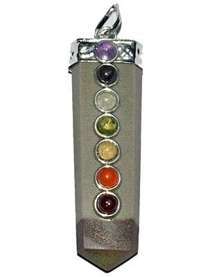 Lingam Stone 7 Chakra Pendant - 2"H