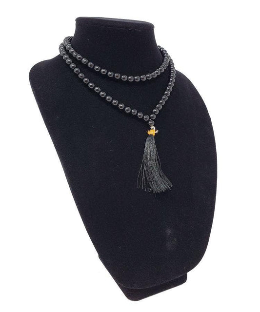 Black Obsidian Gemstone Necklace/Prayer Mala (108 beads)