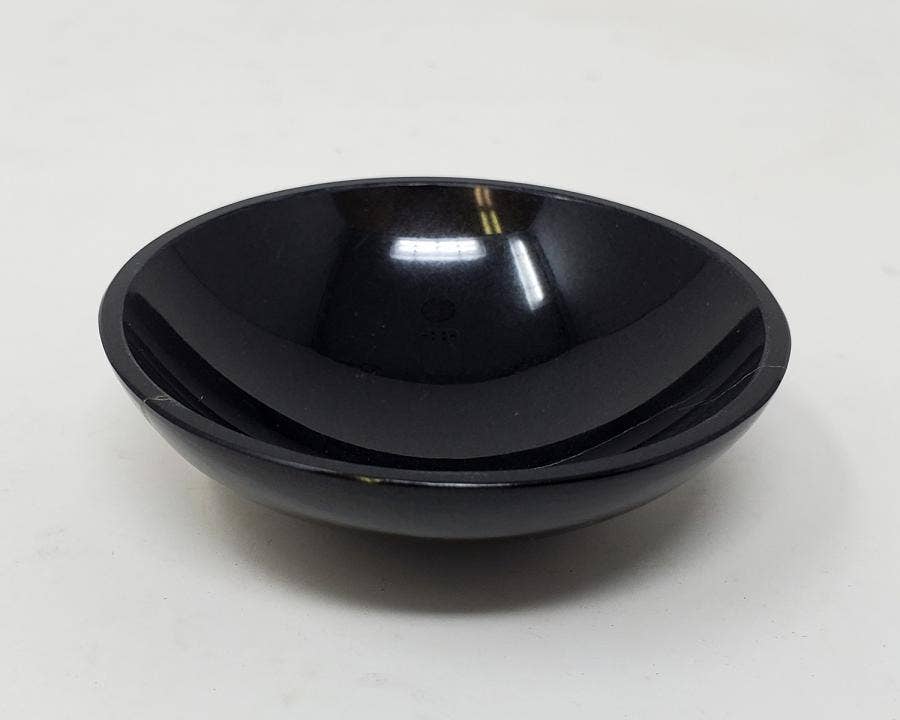 Black Agate Gem Stone Bowl 2" Diameter x 0.75" High (Approxi