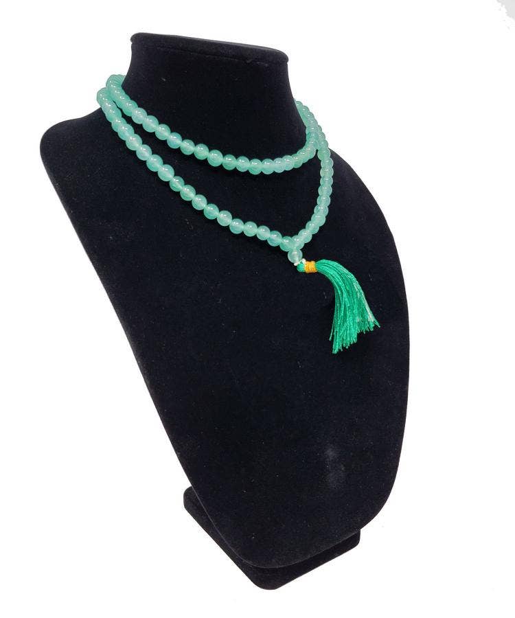 Green Aventurine Gemstone Necklace/Prayer Mala (108 beads)