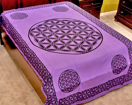 Flower of Life Tapestry (Purple) - 72" x 108"