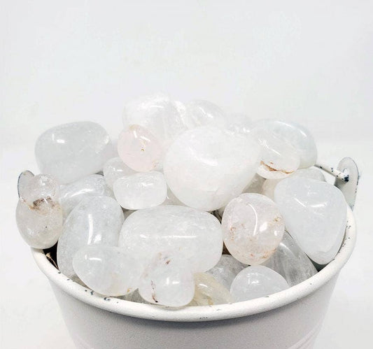 White Quartz Tumbled Stone 1 Lb (Genuine Polished Gemstone)