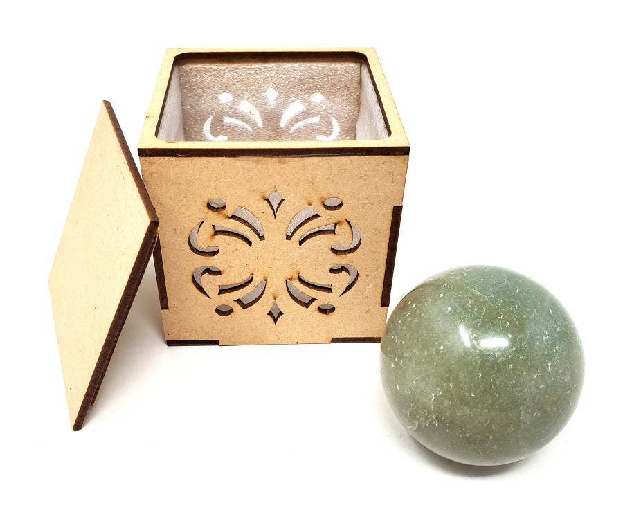 40-55mm GREEN AVENTURINE Gemstone Sphere with wooden Box