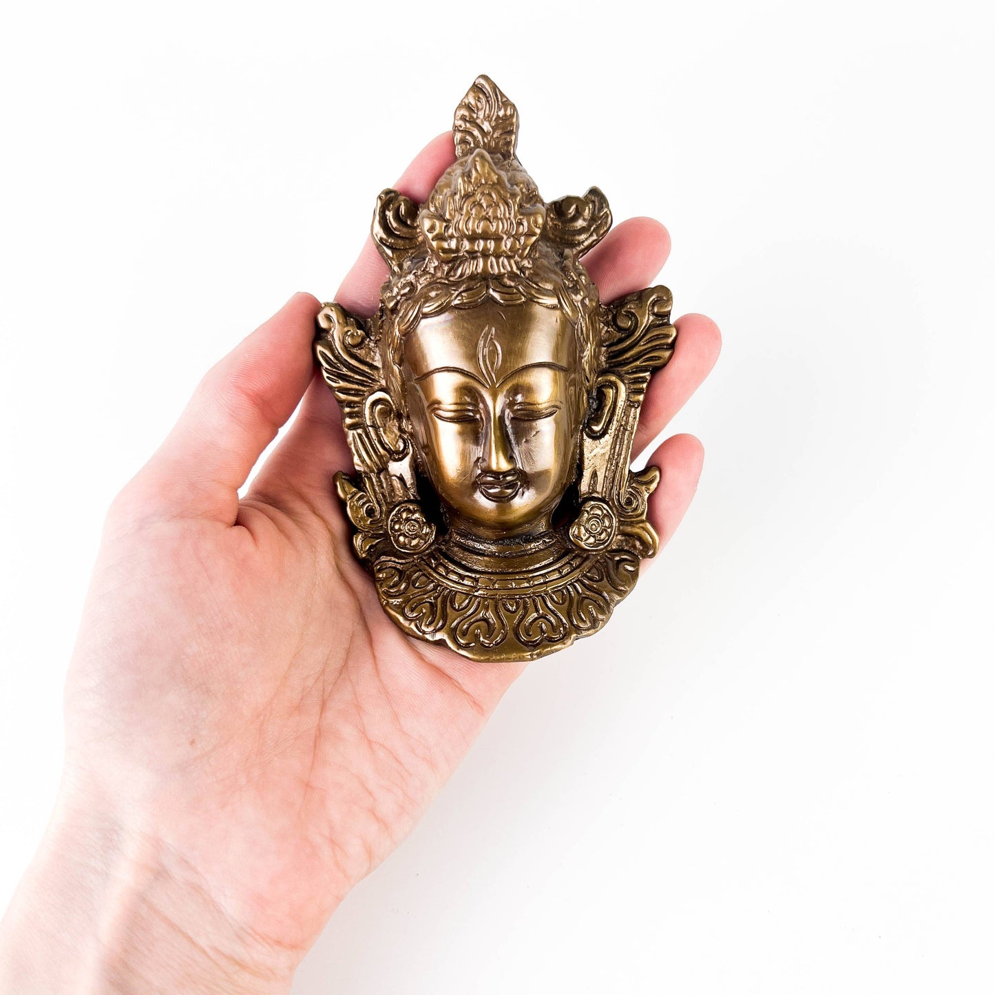 Goddess Tara Solid Brass Mask / Wall Hanging 4"H