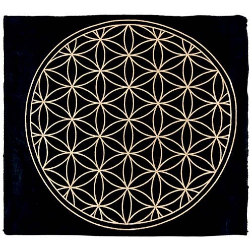 Flower of Life Crystal Grid Mat/Altar Cloth - 12"x12"