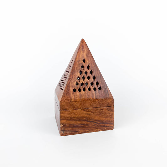 Wooden Temple Cone/Charcoal Burner 5"H