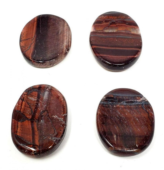 Worry Gemstone - Red Tiger Eye Oval Stones (4 Pack) 1-1.5"L