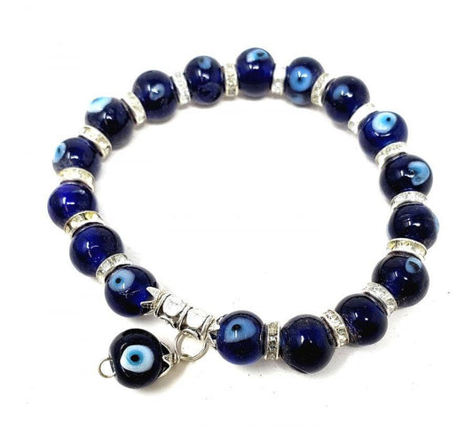 Evil Eye Glass Bead Bracelet w/ Velvet Bag