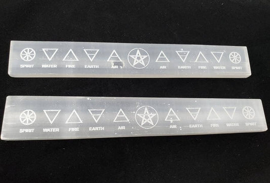 Selenite Five Elements Wand 6- 7" Long (Flat) - (2 pack)