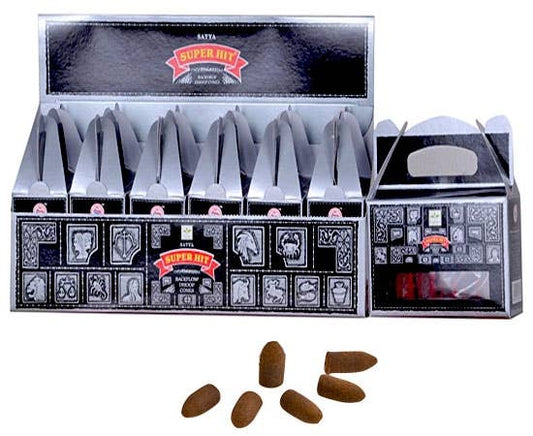 Satya Super Hit Backflow Incense Cones - 24 Cones Pack 6 P