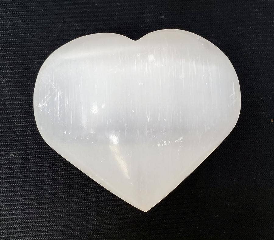 White Selenite Heart 1.5" - 2.5" Wide (5-6 CM)