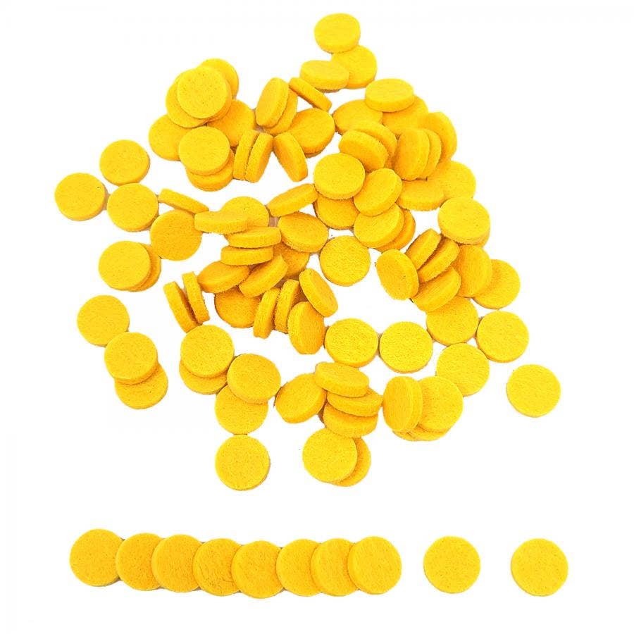 Small Yellow Essential Oil Felt Pads - 100 Pcs Replacement