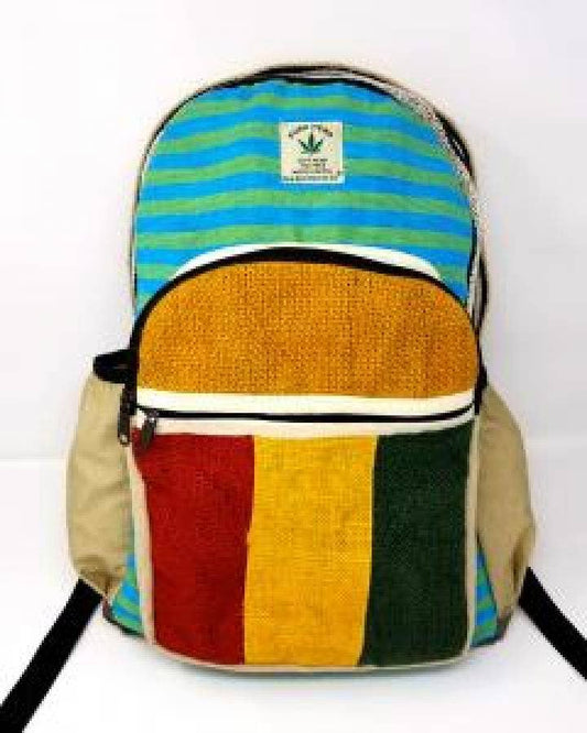 HEMP Rasta Color Backpack 18"H 12"W, THC FREE Quality Backpa