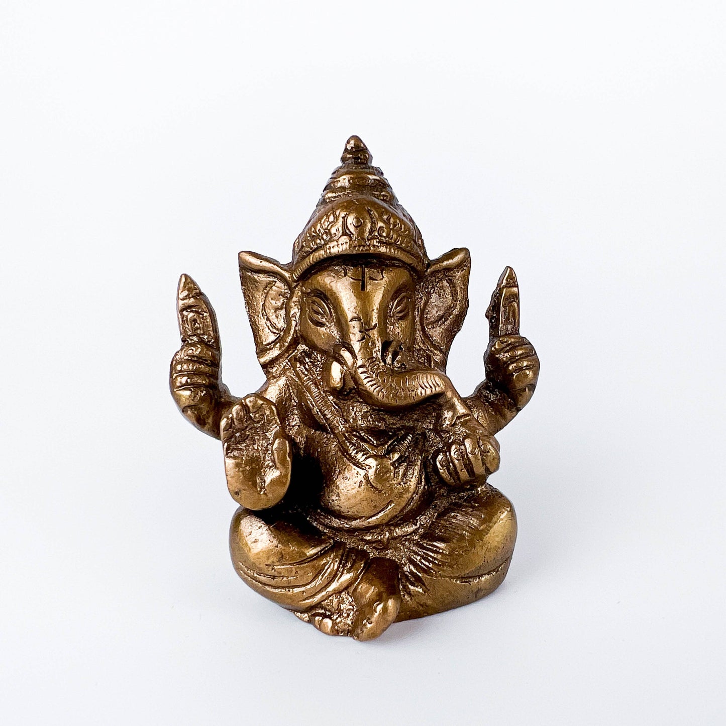 Lord Ganesh Statue 3"H 2.5"W ( Honey Gold Finish)