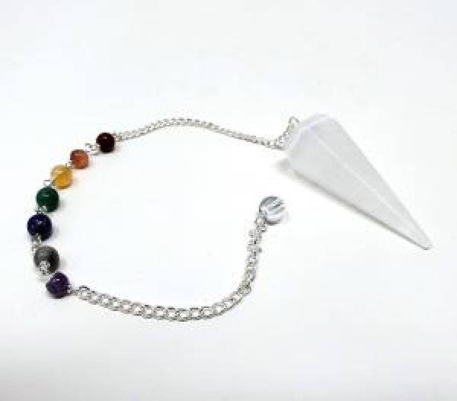 Selenite Gemstone Pendulum with Chakra Chain (4PACK)