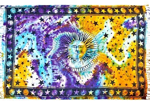 Celestial in Tie Dye Scarve / Altar Cloth - 42" x 68"