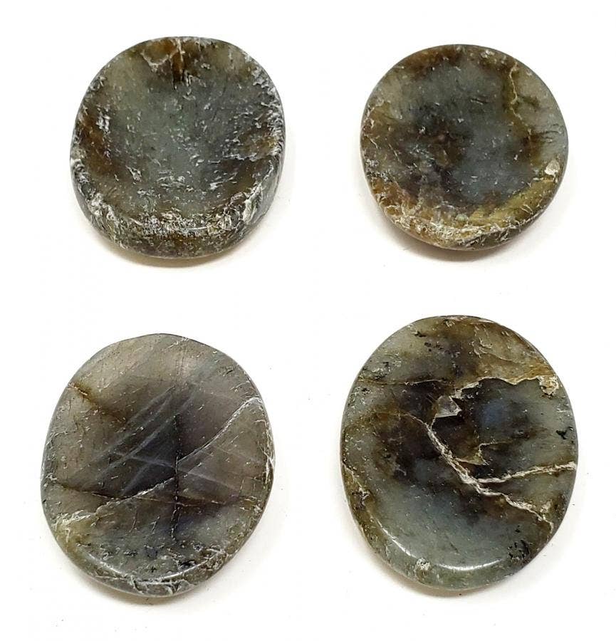 Worry Gemstone - Labradorite Oval Stones (4 Pack) 1-1.5"L