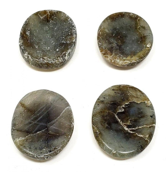 Worry Gemstone - Labradorite Oval Stones (4 Pack) 1-1.5"L