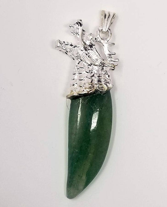 Dragon Green Aventurine Gemstone Pendant 2"