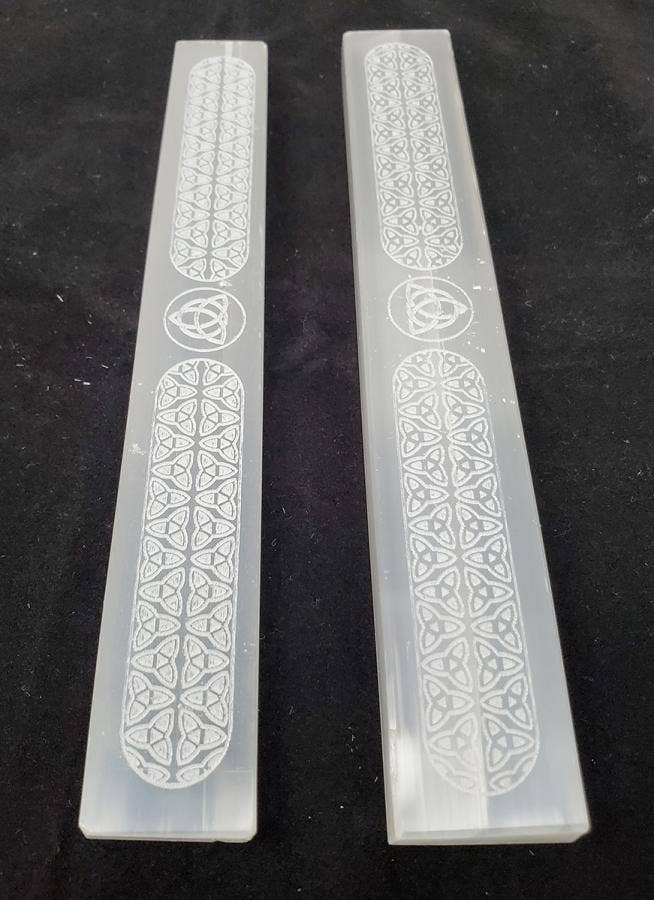 Selenite Triquetra Wand 6- 7" Long (Flat) - (2 pack)