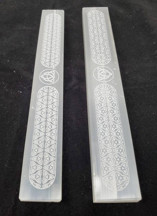 Selenite Triquetra Wand 6- 7" Long (Flat) - (2 pack)