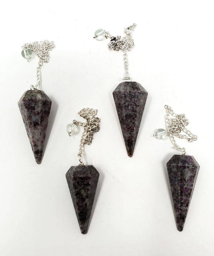 Ruby Feldspar Gemstone Pendulum with Chain (4 PACK)