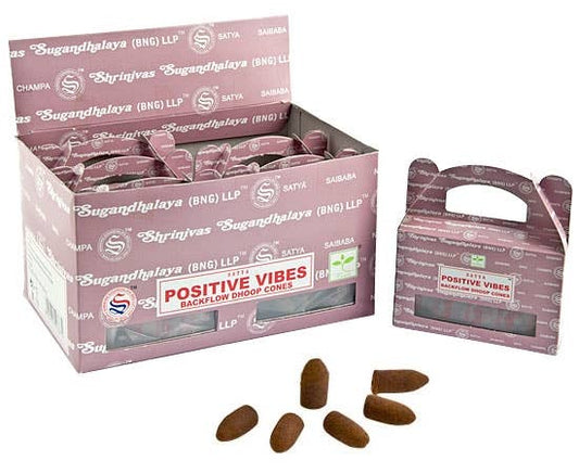 Satya Positive Vibes Backflow Incense Cones - 24 Cones Pack