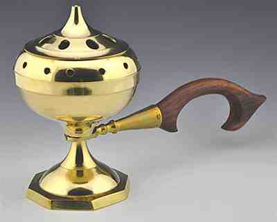 2 Pieces Brass Censer Burner with Handle - 7"L