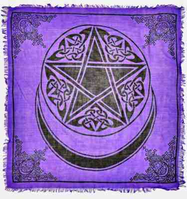 Moon Pentacle in Purple Altar Cloth - 36" x 36"