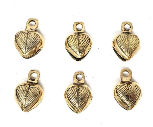 Heart Ghungroo Brass Bells 1.75" High ( 6 Pieces )