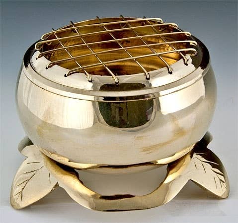 Brass Screen Charcoal Burner - 4.5"D, 3.25"H