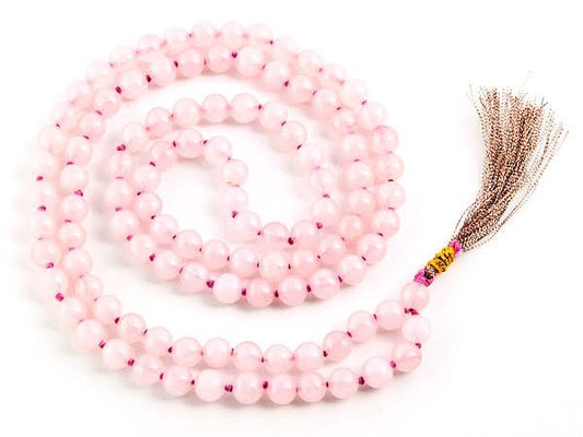 Rose Quartz Knotted Prayer Mala - 8mm