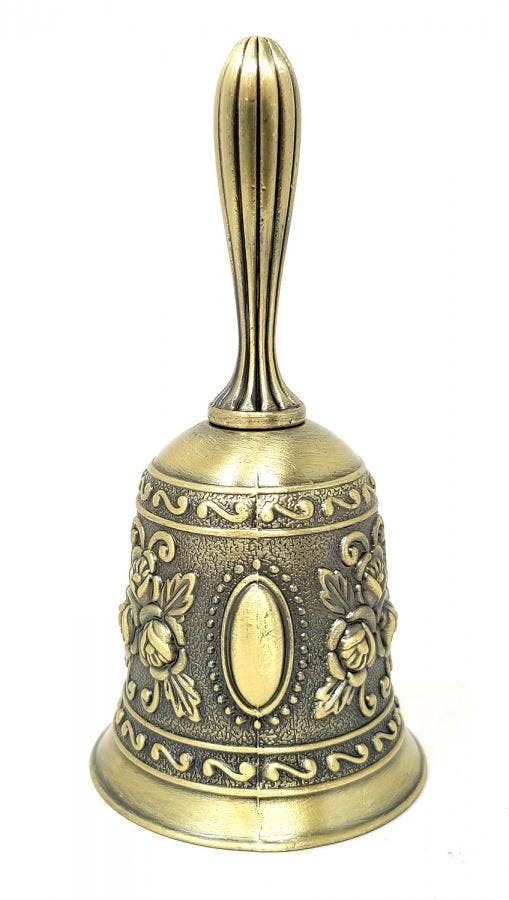 Floral Design Altar Bell Alloy - Bronze Finish 4.5"H x 2"W