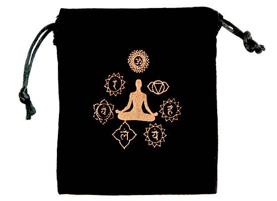 6 Pieces Yog Chakra Drawstring Velvet Bag - 3.5"x4.5"