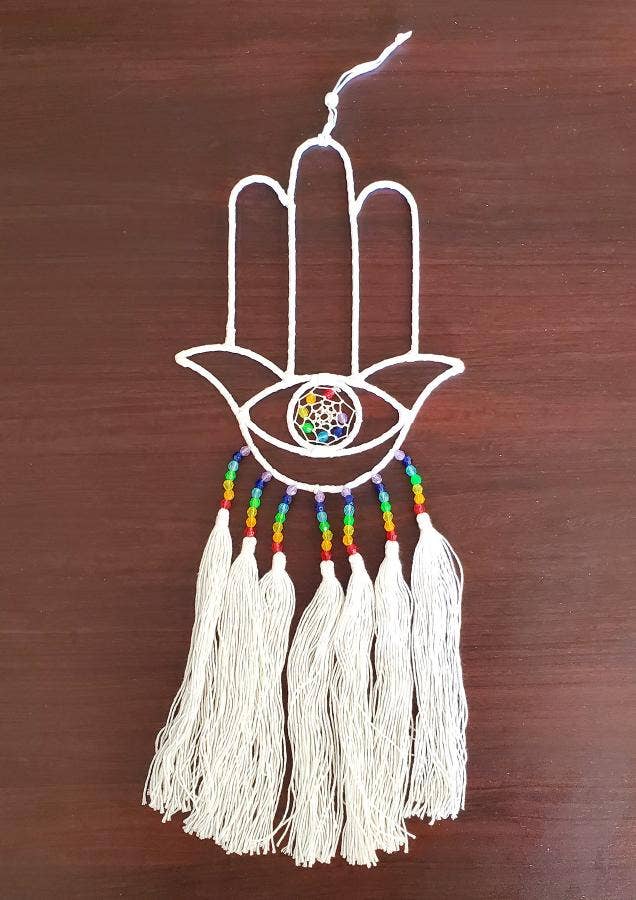 19"L- Hamsa Hand Evil Eye Dream Catcher